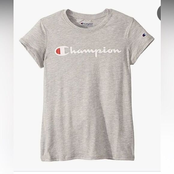 NWT Champion Girls T-Shirt Classic Crew Neck Tee Size Medium Heather Gray 3D12 - Picture 2 of 3